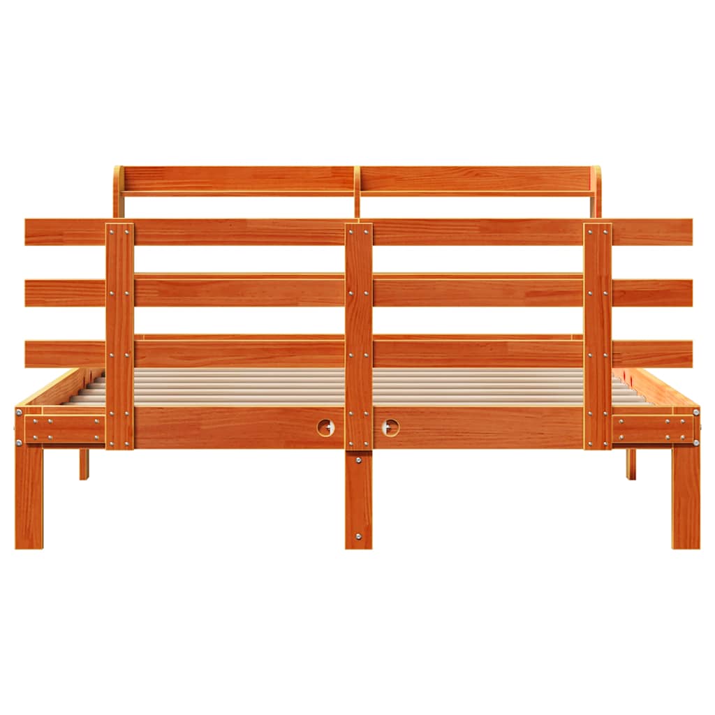 Bed Frame with Headboard without Mattress Wax Brown 150x200 cm King Size